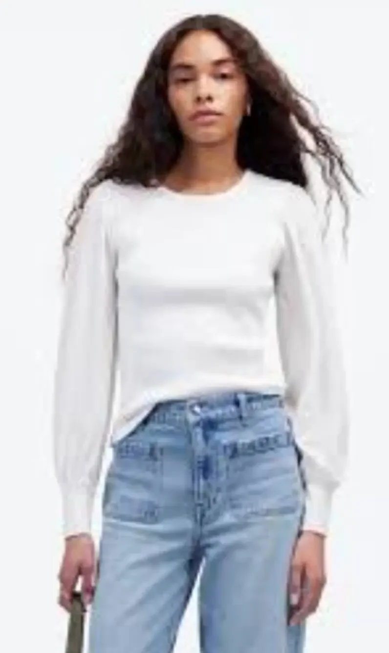 Madewell Puff Sleeve Top White XS NWOT